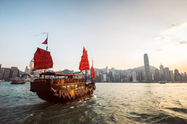Traditional Junk Boat at the Victoria Harbour