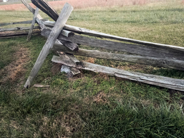 istock Split rail fence in green field 900443434