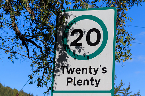 Twenty's Plenty road traffic speed sign