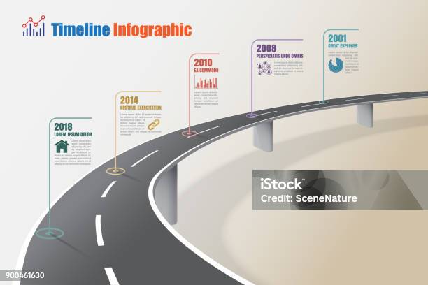 Ilustración de Conceptos De Autopista De Negocio Ruta Timeline Infografía Ilustración Vectorial y más Vectores Libres de Derechos de Vía
