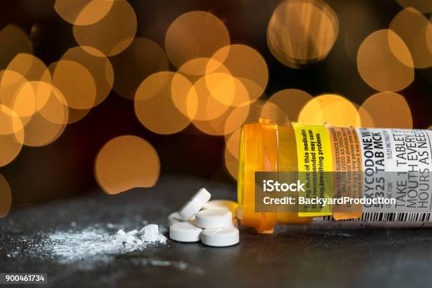 Macro Of Oxycodone Opioid Tablets Stock Photo - Download Image Now - Oxycodone, Crushed, Opioid