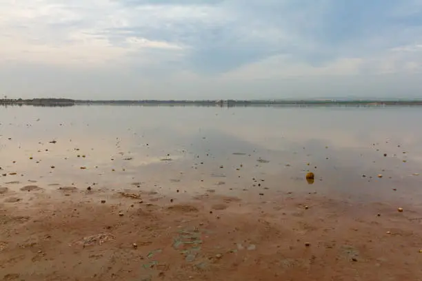 Beautiful dawn colors at Larnaca Salt Lake, Larnaca, island of Cyprus