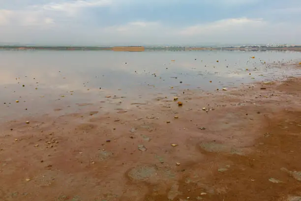 Beautiful dawn colors at Larnaca Salt Lake, Larnaca, island of Cyprus