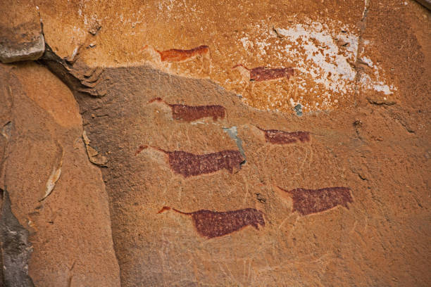 바위 예술 4 - cave painting rock africa bushmen 뉴스 사진 이미지