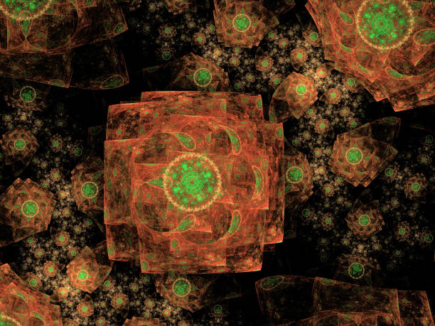 istock Abstract illustration of a fractal pattern on black background 900465262