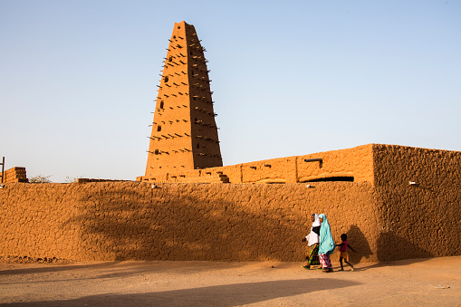 The big clay mosque is the sign of Agadez, Unesco world heritage in Niger