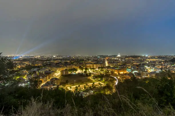 Italy, Rome, Monte Mario Observatory - 24 June 2016, Panorama of Rome in the night from the observatory on Monte Mario