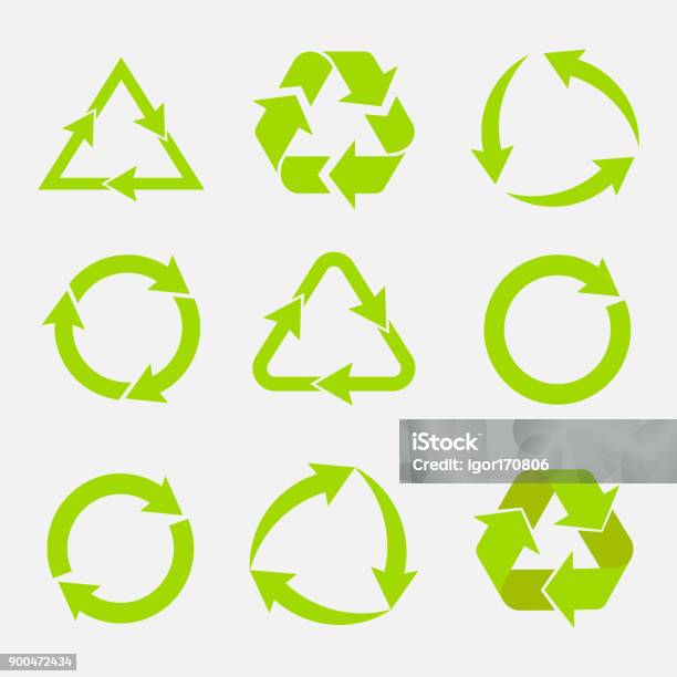 Recycling Symbol Of Ecologically Pure Funds Set Of Arrows Stock Illustration - Download Image Now