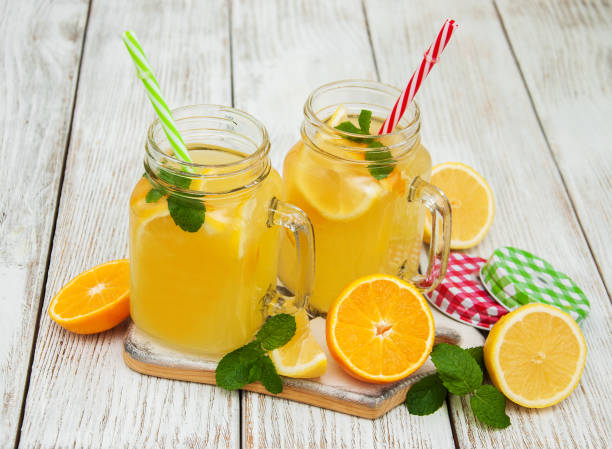 Jars with lemonade