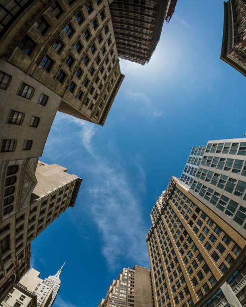 istock Manhattan skyscrapers as seen from below. 900476020