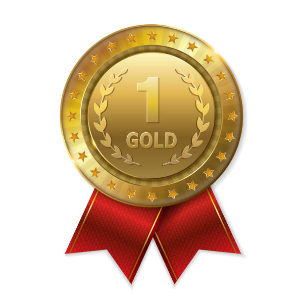 istock Realistic 3d gold trophy award medal for winner. 900482228
