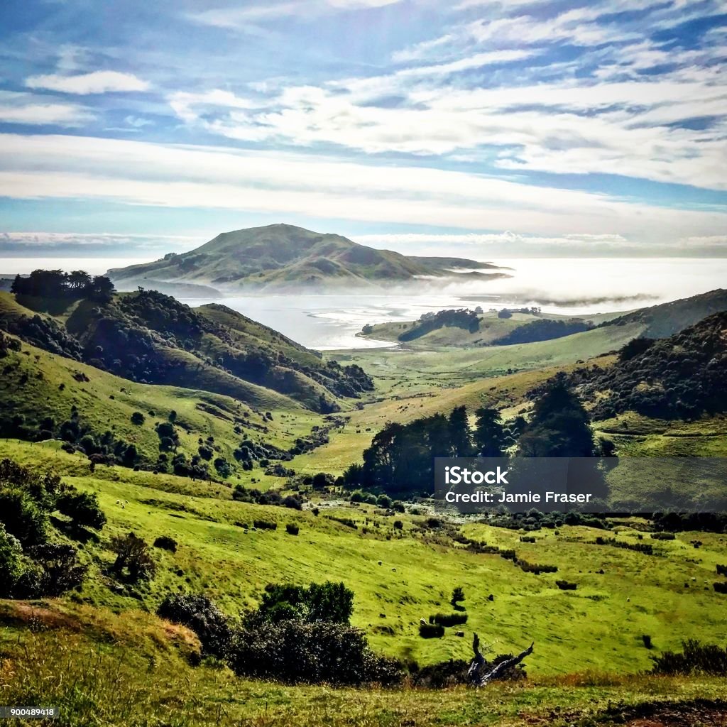 Otago Peninsula Rural views from the crest of the Otago Peninsula New Zealand Stock Photo