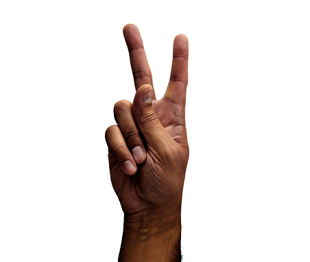 hand with two fingers concept of victory isolated
