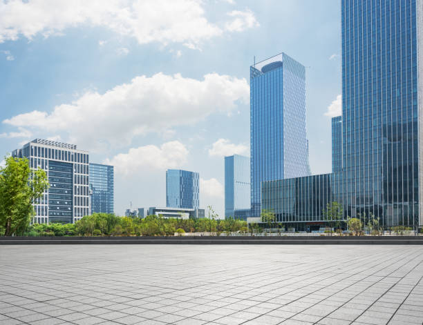 istock modern business building with glass wall from empty floor 900537782