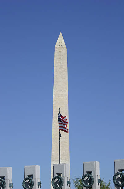 istock American flag and Washington monument 90055168