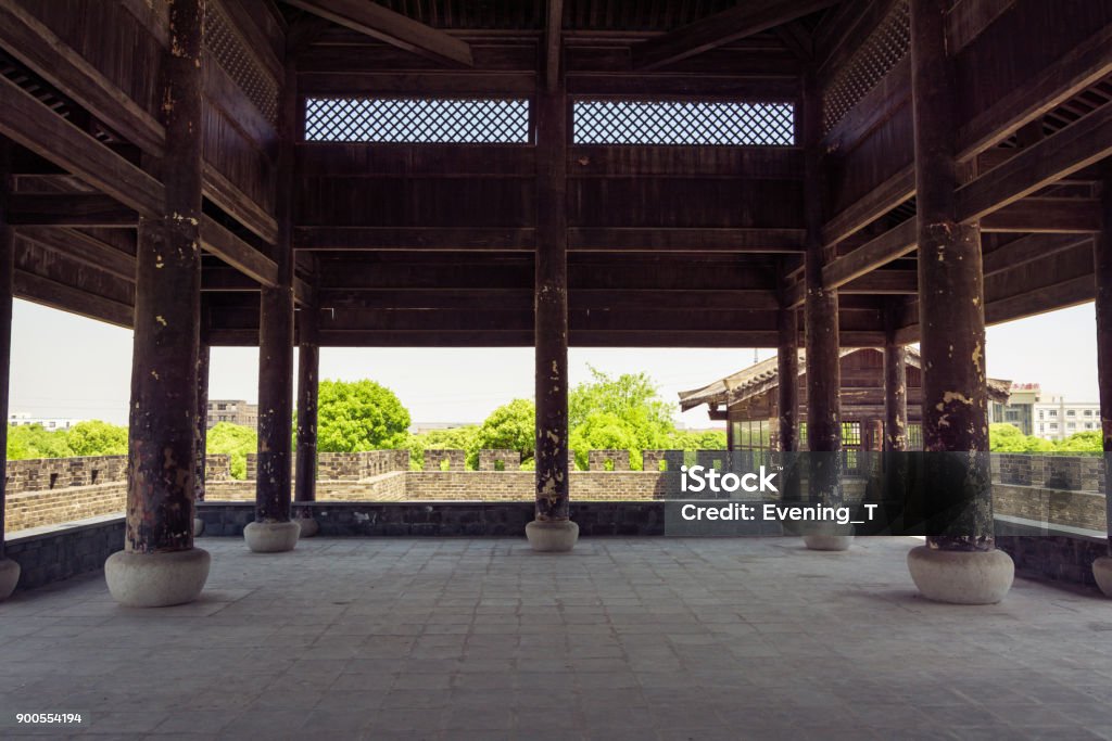 Chinese ancient city wall and gate tower Ancient Stock Photo