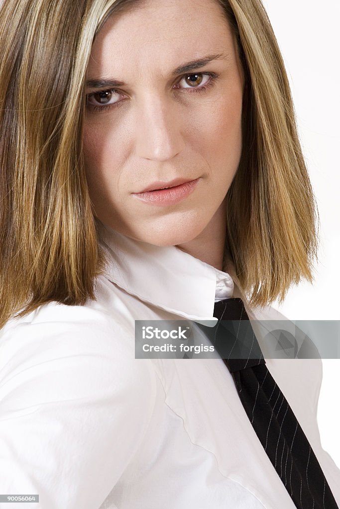 Business woman with white shirt and black tie  20-29 Years Stock Photo