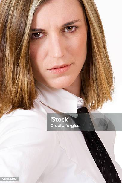 Business Woman With White Shirt And Black Tie Stock Photo - Download Image Now - 20-29 Years, Adult, Adults Only
