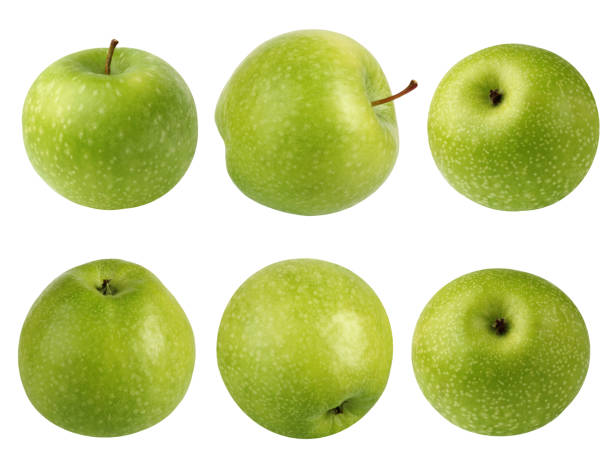 istock Collection of green apples isolated on a white background. 900561890