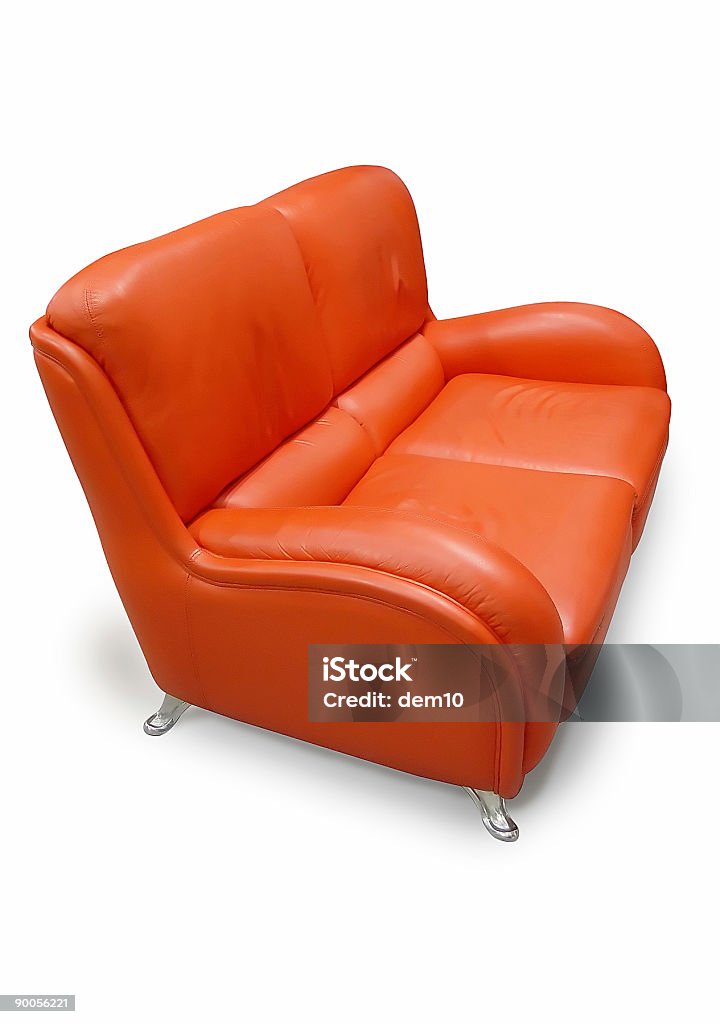 Moderne Rotes Leder Couch (isoliert - Lizenzfrei Farbbild Stock-Foto