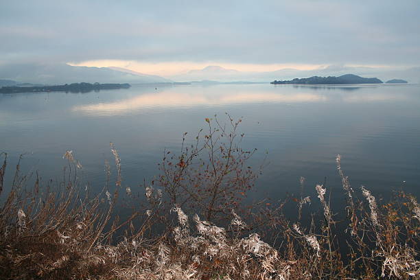 Scottish Loch Morning Mist stock photo