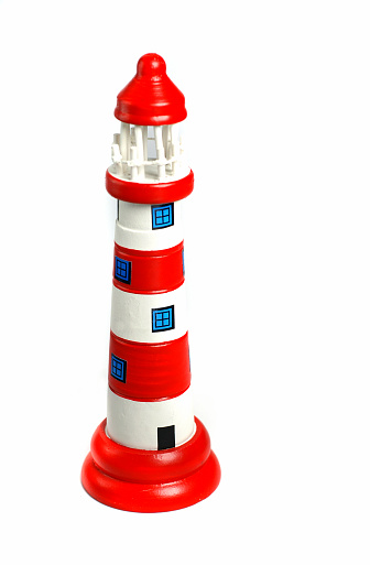 3d render. lighthouse on an island in the sea. 3d vertical illustration.