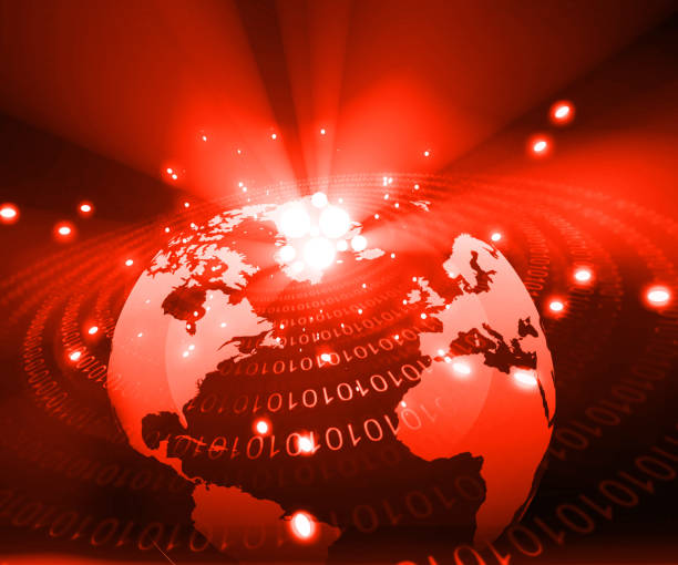 istock Earth globe  with digital fibers 900569202