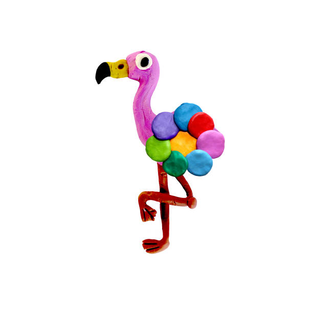 istock plasticine 3D flamingo with rainbow flower body 900569542