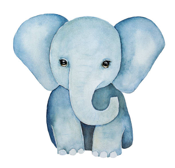 ilustrações de stock, clip art, desenhos animados e ícones de cute little one, baby elephant painting. - little boys cartoon child drawing