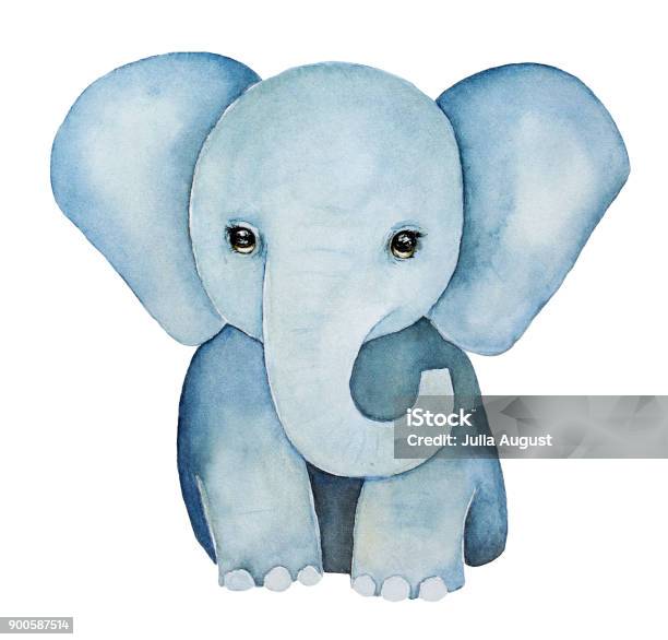 Cute Little One Baby Elephant Painting Stock Illustration - Download Image Now - Baby - Human Age, Animal, Art