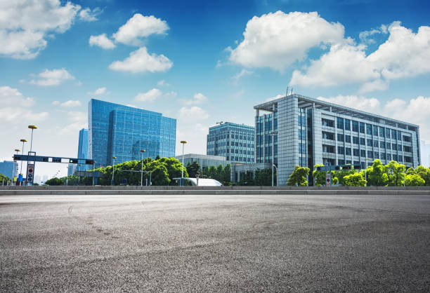 istock modern business building with glass wall from empty floor 900588268
