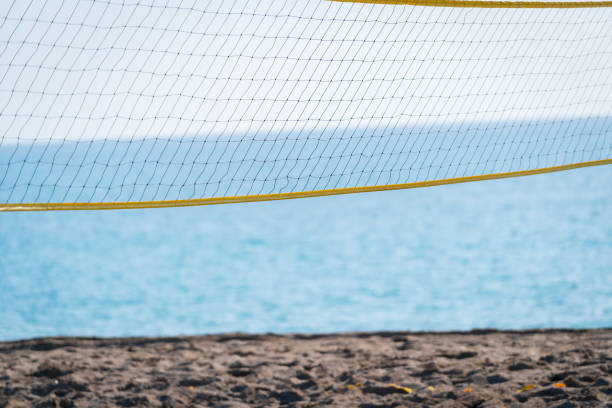 Exotic summer beach volleyball scenic ,close up
