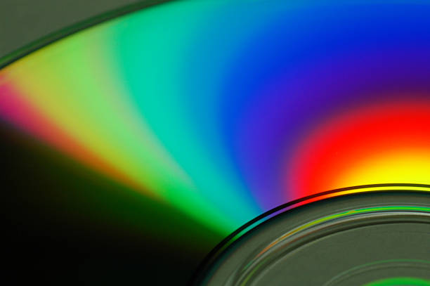 Arco iris de colores, reflejo en CD-R - foto de stock