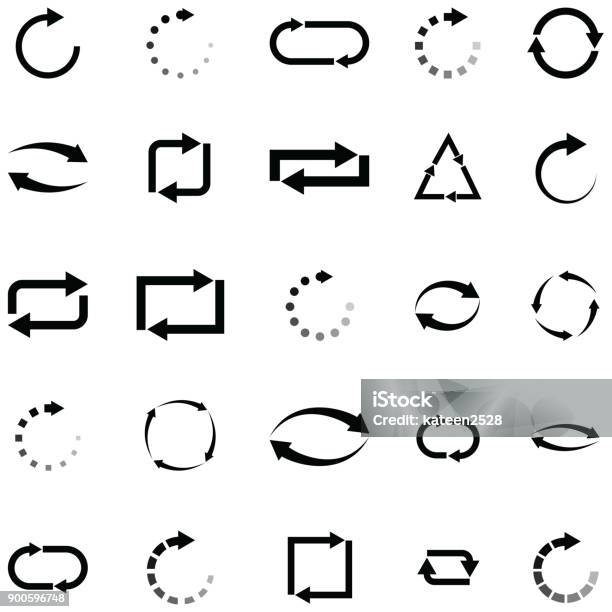 Actualiser Le Jeu Dicônes Vecteurs libres de droits et plus d'images vectorielles de Répétition - Répétition, Icône, Flèche directionnelle