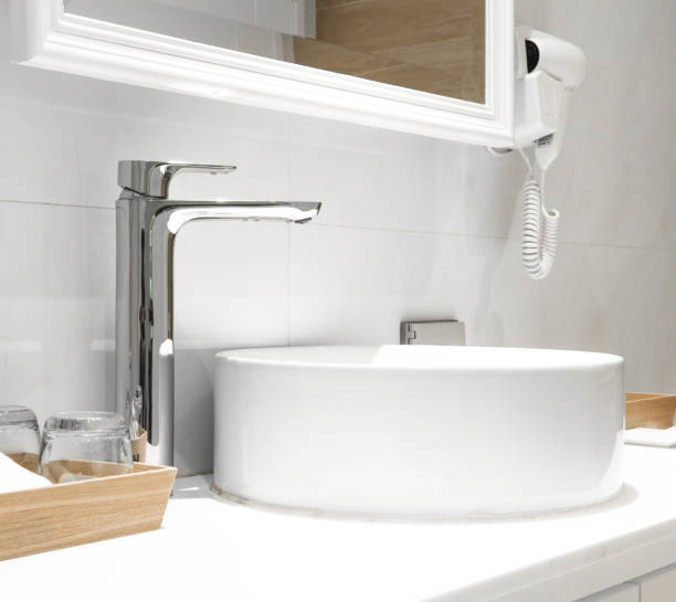 Bathroom interior with sink and faucet