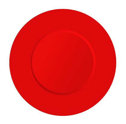 Red ceramic round dish isolated on white background