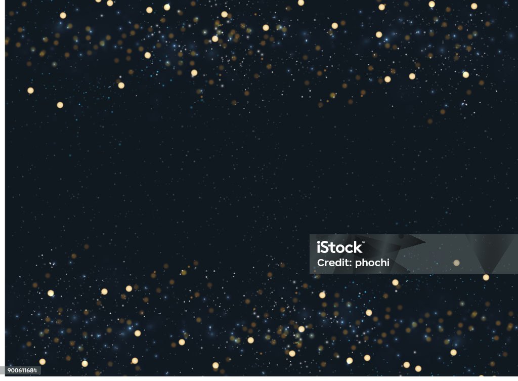 Abstrakte Marineblau unscharfen Hintergrund Bokeh mit Goldglitter Kopf-Fußzeilen. Kopieren Sie Raum. - Lizenzfrei Bildhintergrund Vektorgrafik