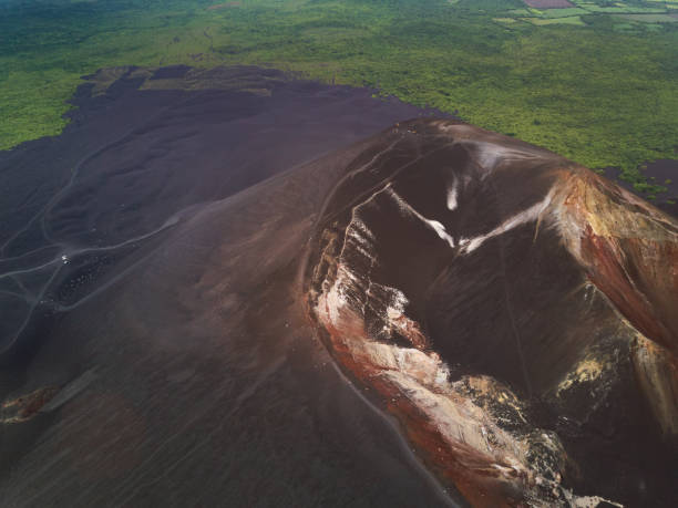 istock Above view on volcano crater 900611884