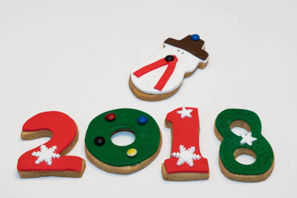 istock 2018 Christmas New Year Cookies on White 900612188