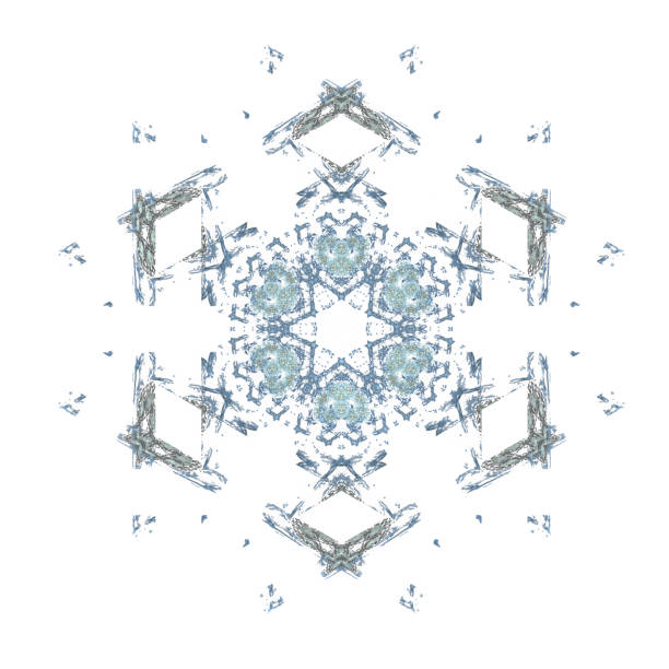 Snowflakes for the new year. Collection of linear round figures, as the rays of the sun. Blue radial objects on the white background. Decoration signs