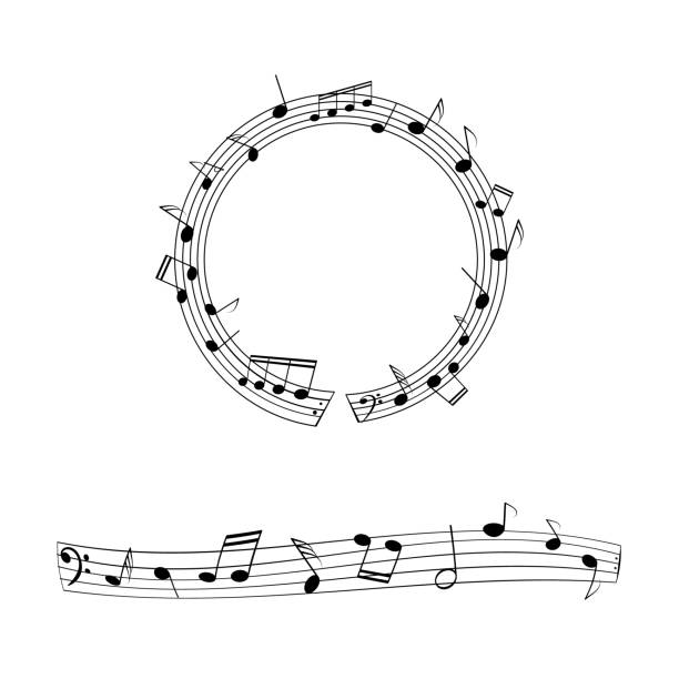 ilustraciones, imágenes clip art, dibujos animados e iconos de stock de conjunto de bordes de musical. - music loop