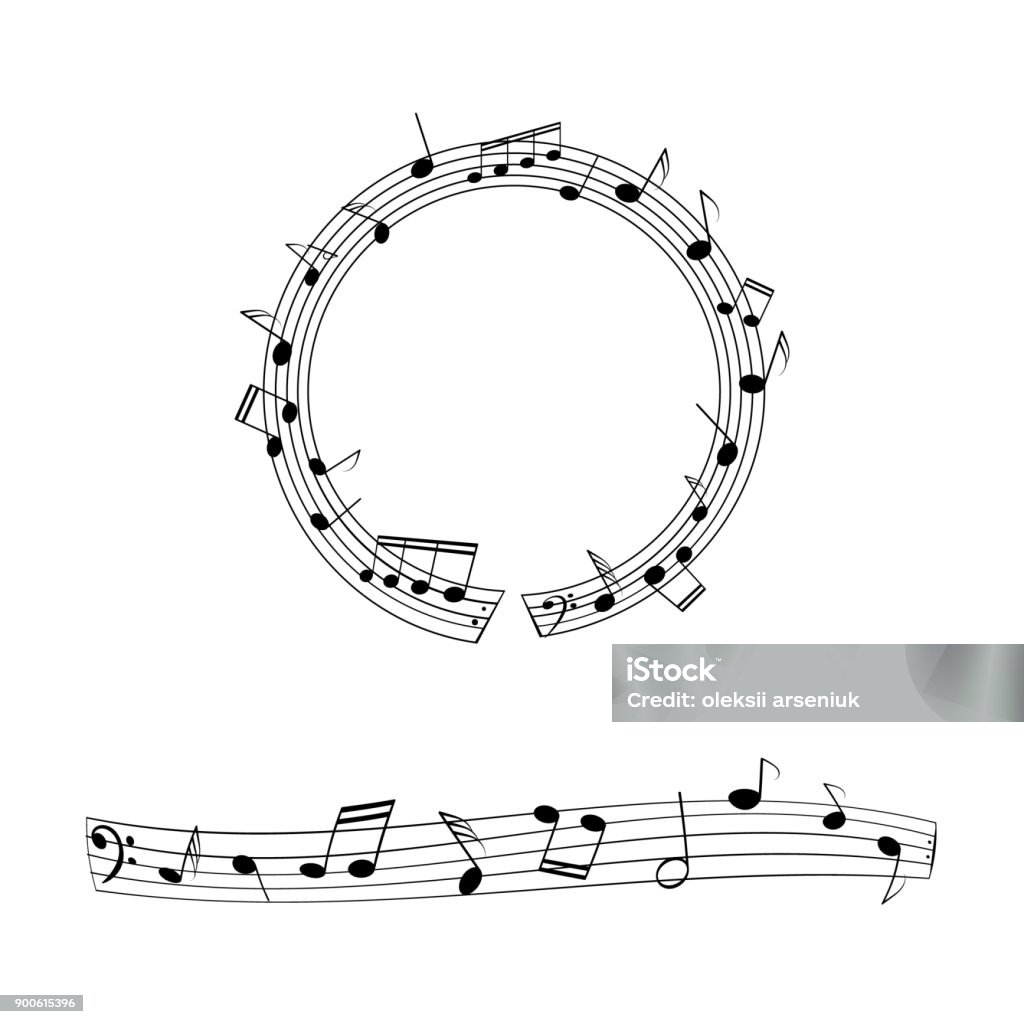 Set of musical edgings. Set of musical edgings. Note staff isolated on white background Border - Frame stock vector