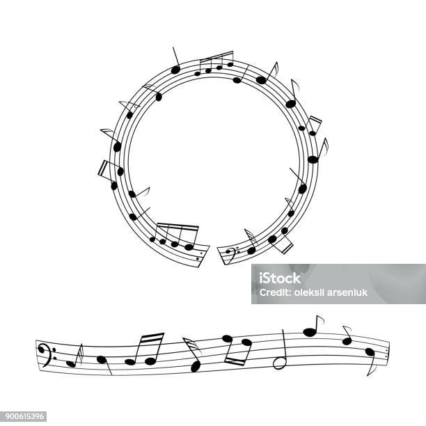 Set Of Musical Edgings Stock Illustration - Download Image Now - Border - Frame, Circle, Musical Note