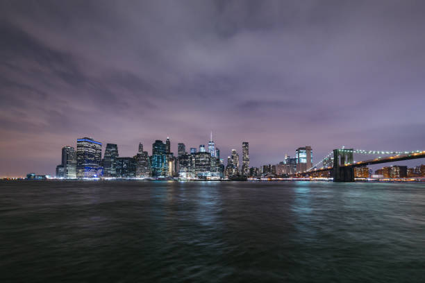 istock Lower Manhattan skyline, New York skyline at night 900629580