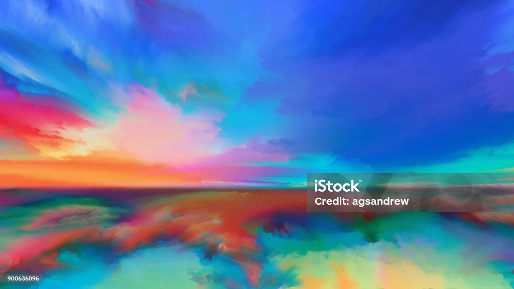 Vision of Abstract Landscape Inner World series. Backdrop composed of digital colors and suitable for use in the projects on Universe, Nature, creativity and imagination Backgrounds stock illustration