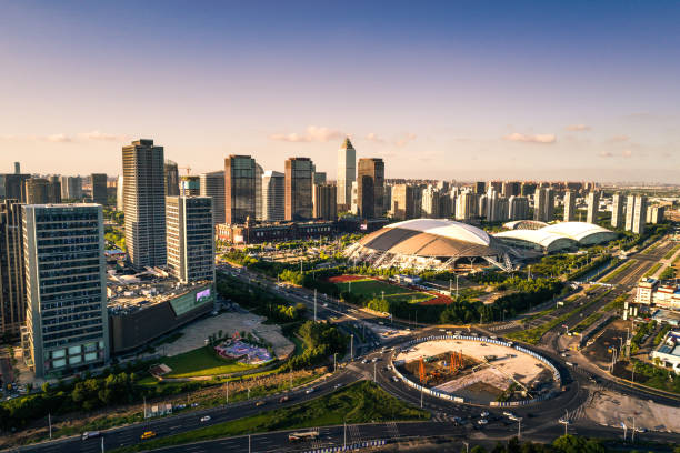 istock modern city traffic and shanghai skyline , China 900636272