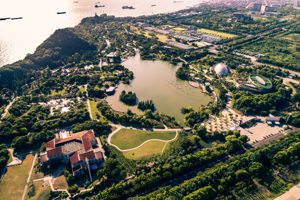 istock Aerial view of park 900640200