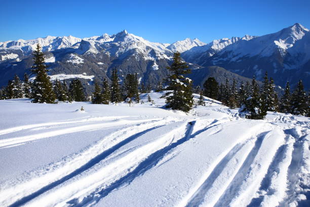 istock Wintery mountain landscape with sunshine 900641250