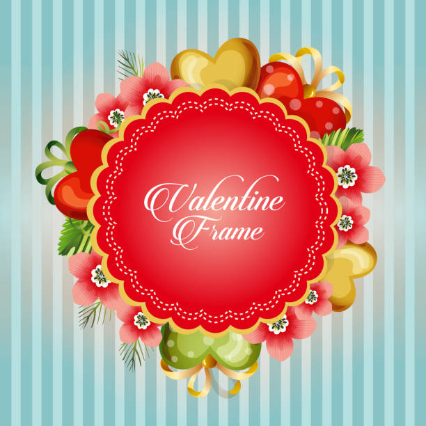 valentine-karte mit blume verziert - frame romance ornate valentine card stock-grafiken, -clipart, -cartoons und -symbole