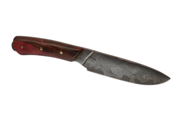 istock Handmade forged knife on a white background 900666798